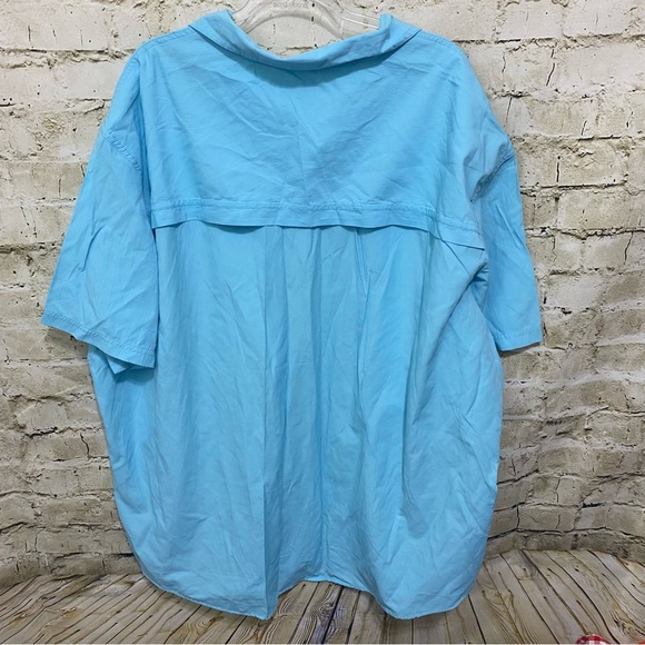 Izod Surfcaster Light Blue Breathable Short Sleeve Button U - Picture 6 of 6